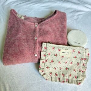 Sezane gaspard cardigan in rosewood w/ two Sezane gifts with purchase